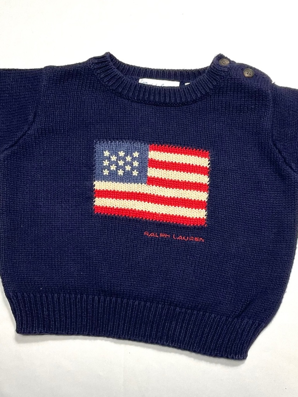 Ralph Lauren Navy American Flag Long Sleeve Sweater Size 0-6 Months